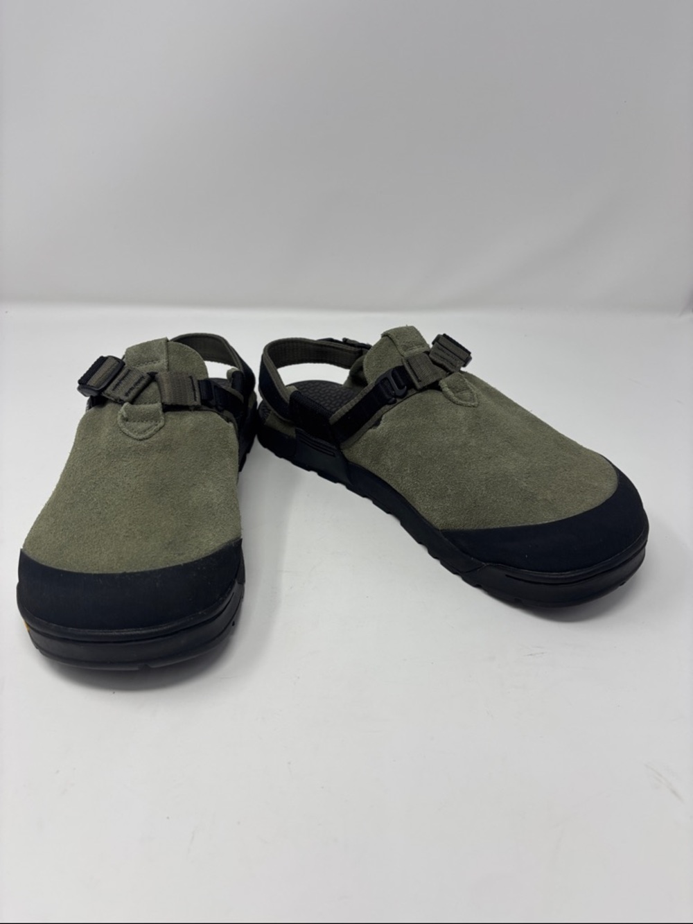 Bedrock | Olive Suede Slip-On Sandal with Adjustable Strap 10 clogs